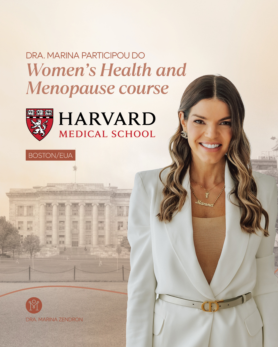 Dra. Marina Zendron participa de programa internacional sobre saúde da mulher e menopausa em Harvard